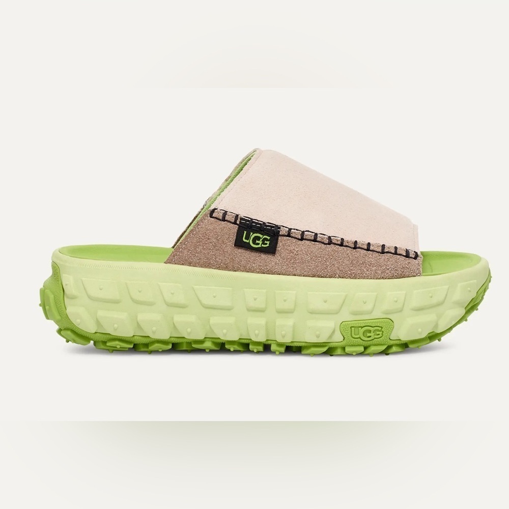 [USW10/USM9]UGG Unisex’s Venture Daze Slide Sandal Lime Green and Beige